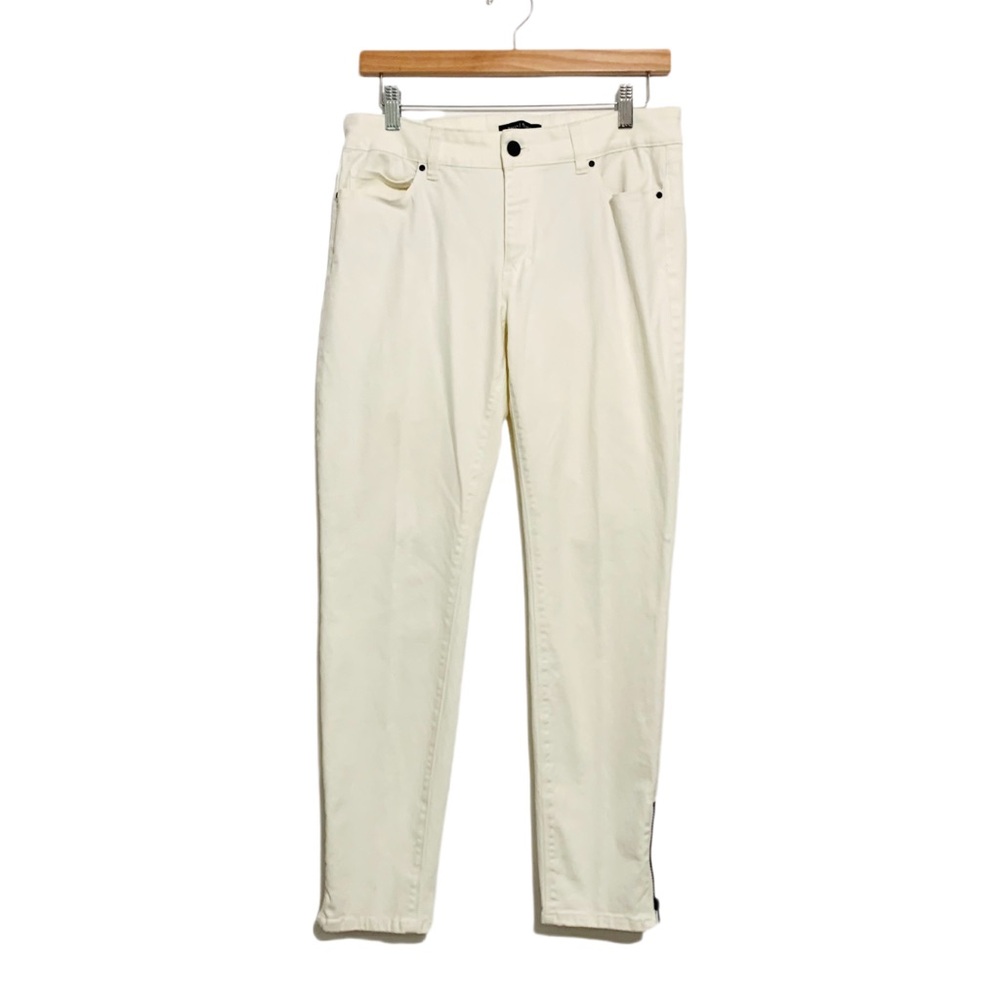 White House Black Market Skimmer Zipper Ankle Pants in Cream Size 8 Mid Rise